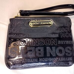 Betsey Johnson Black Etched Wristlet